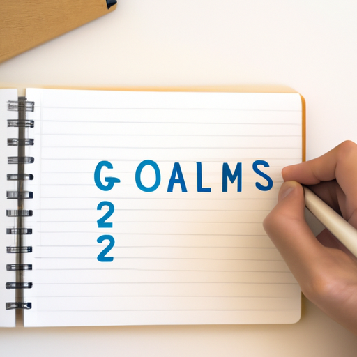 Image of a person writing down goals on a notebook to emphasize the importance of goal setting